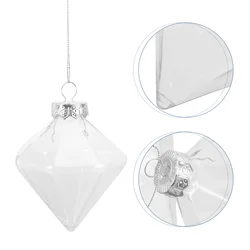 12 Pcs Diamond Shaped Christmas Balls Transparent Plastic Fillable Decorations Holiday Party Supplies Clear nament Balls