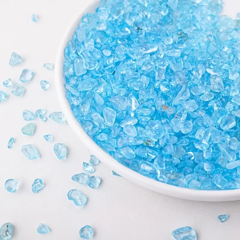3-12mm Blue Glass Stone, Blue Glass Chips, Blue Glass Crushed Glass for Crafts, Tempered Glass Gravel Stone, Broken Glass