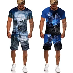 3D Print  Classical Wolf Tees/Sets Summer Men Women T-Shirt&Shorts Suit Personality Joggers Tracksuit Hip Hop Streetwear Clothin