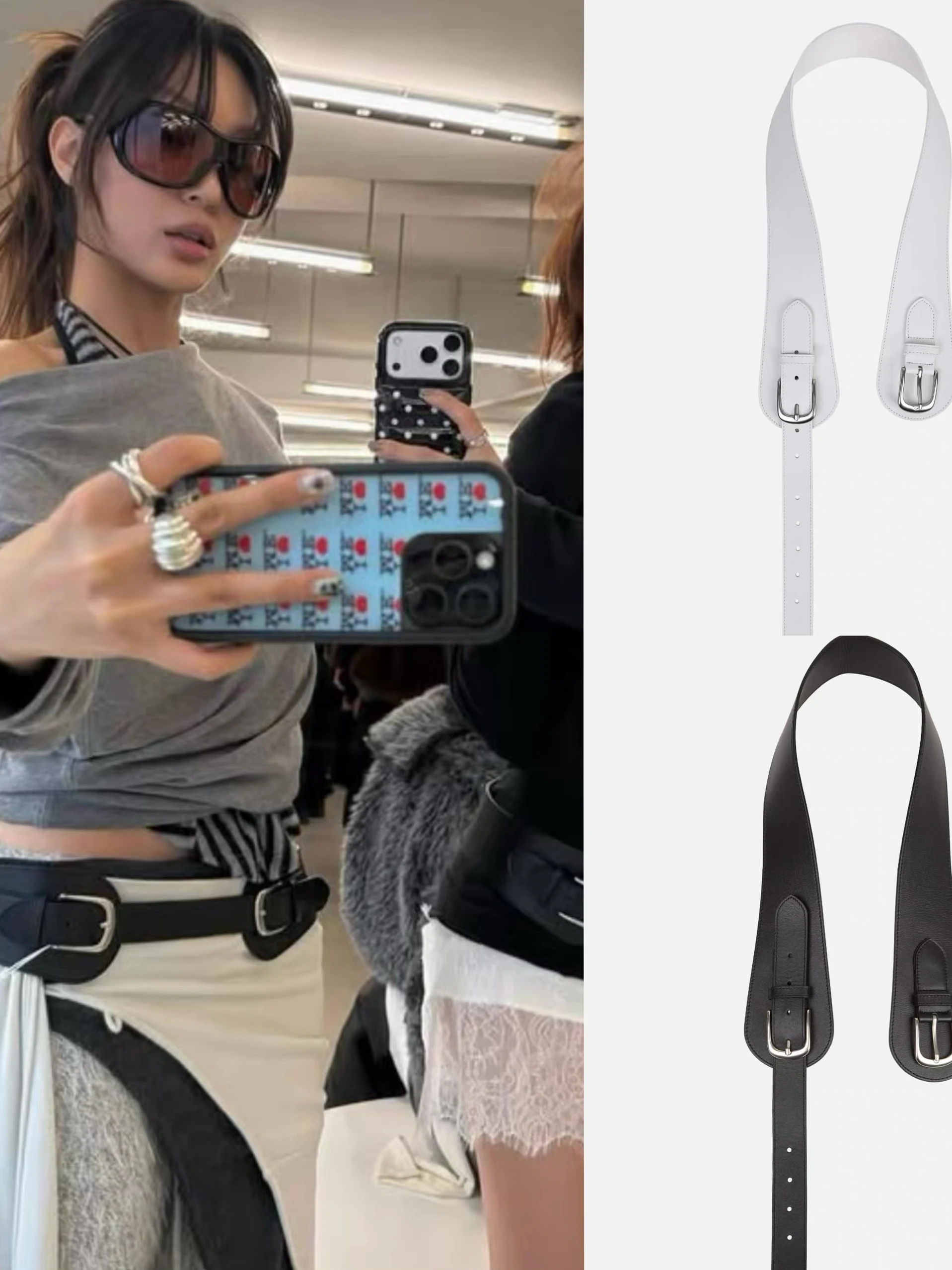 

Korean Style Fashionable Simple Arc Buckle Waist Belt Versatile Accessory Casual Wear Two Layer Cowhide Leather 4cm Width