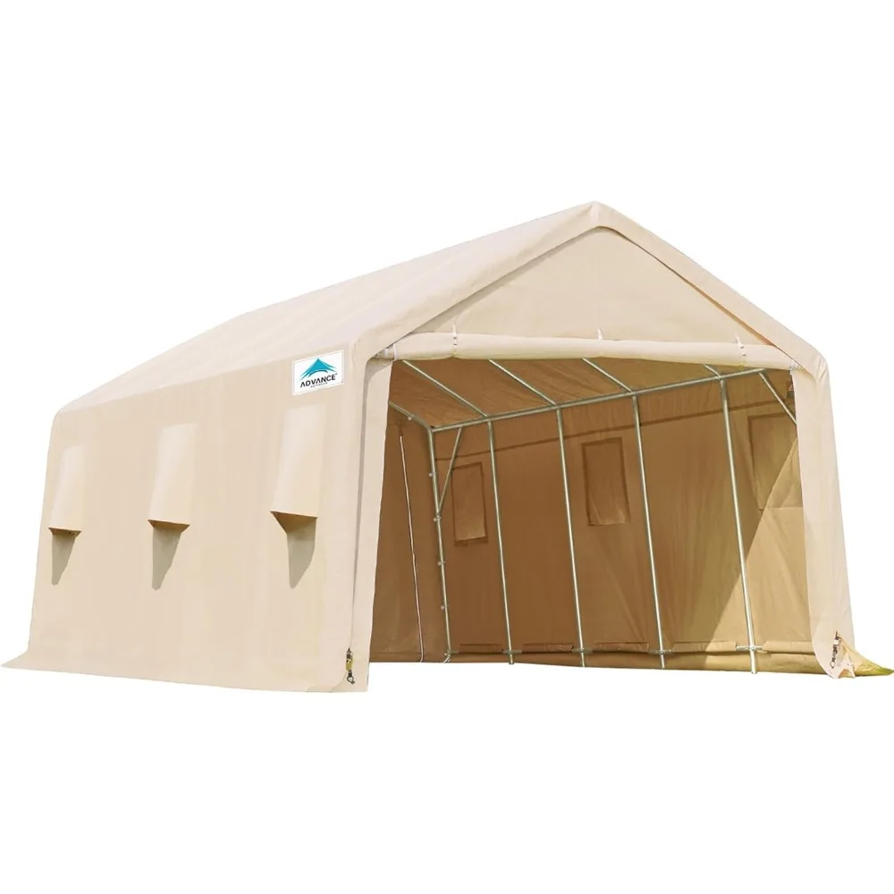 Garage Tent Carports 13x20ft with 2 Roll up Doors & Vents Outdoor Portable Storage Shelter for Anti-UV Snow Resistant Waterproof