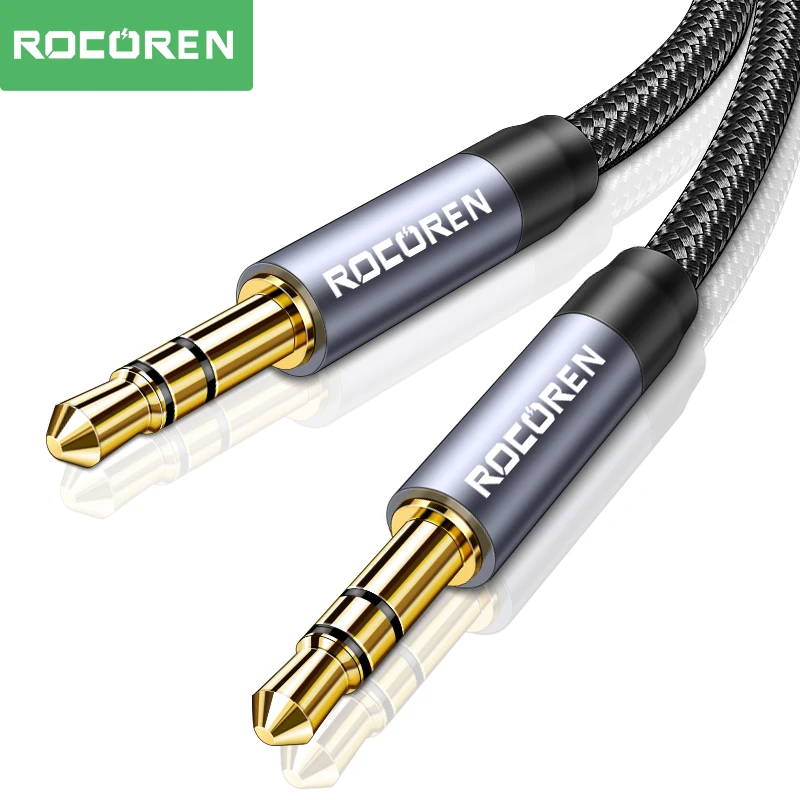 Rocoren 오디오 케이블 3.5mm 잭 수-수 Aux 케이블, 전화 헤드폰 자동차 MP3 스피커 컴퓨터 3.5mm 잭 Aux 와이어 코드 5 m 