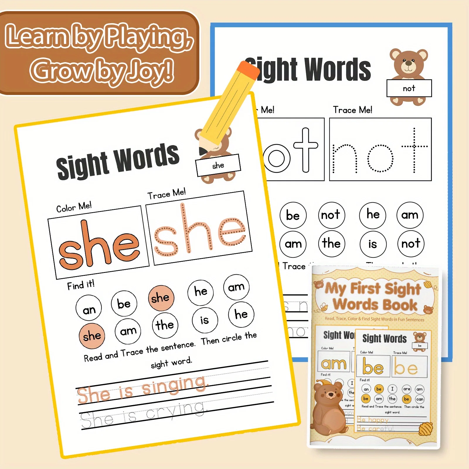 Sight Words Activity Book for Kids, Color, Trace, Find, and Write High-Frequency Words with Fun Sentence Practice