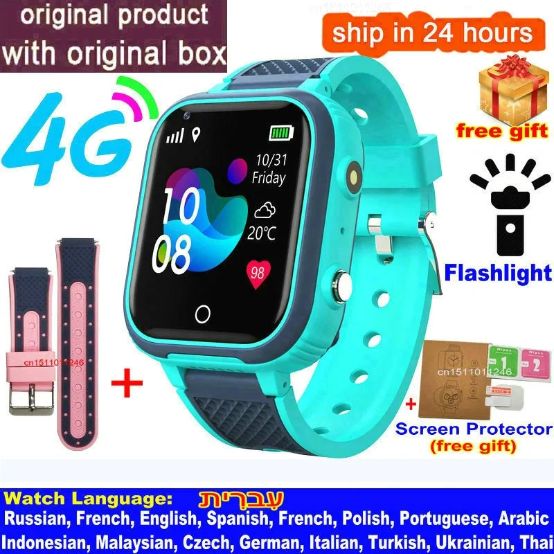 LT21 4G Smart Horloge Kids Gps Wifi Video Call Sos IP67 Waterdichte Kind Smartwatch Camera Monitor Tracker Locatie Telefoon horloge