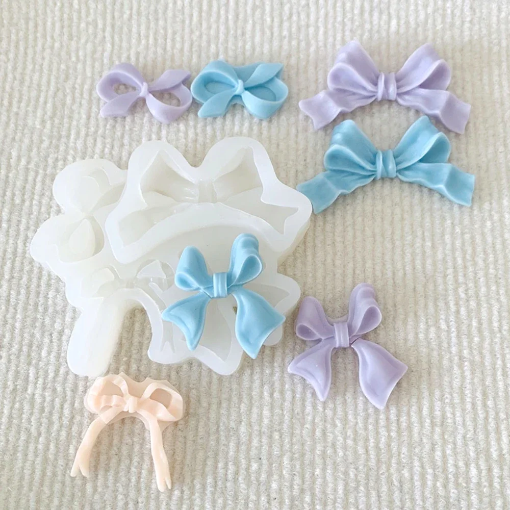 4 Holes Mix Ribbon Bow Fondant Silicone Mould Butterfly Chocolate Mold Valentine’s Day Anniversary Cake Decor Candle Soap Making