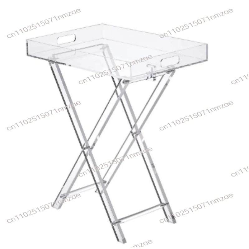 Transparent Coffee Table Simple Bedside Storage Tray Acrylic Folding Table Portable Folding Coffee Table Internet Celebrity