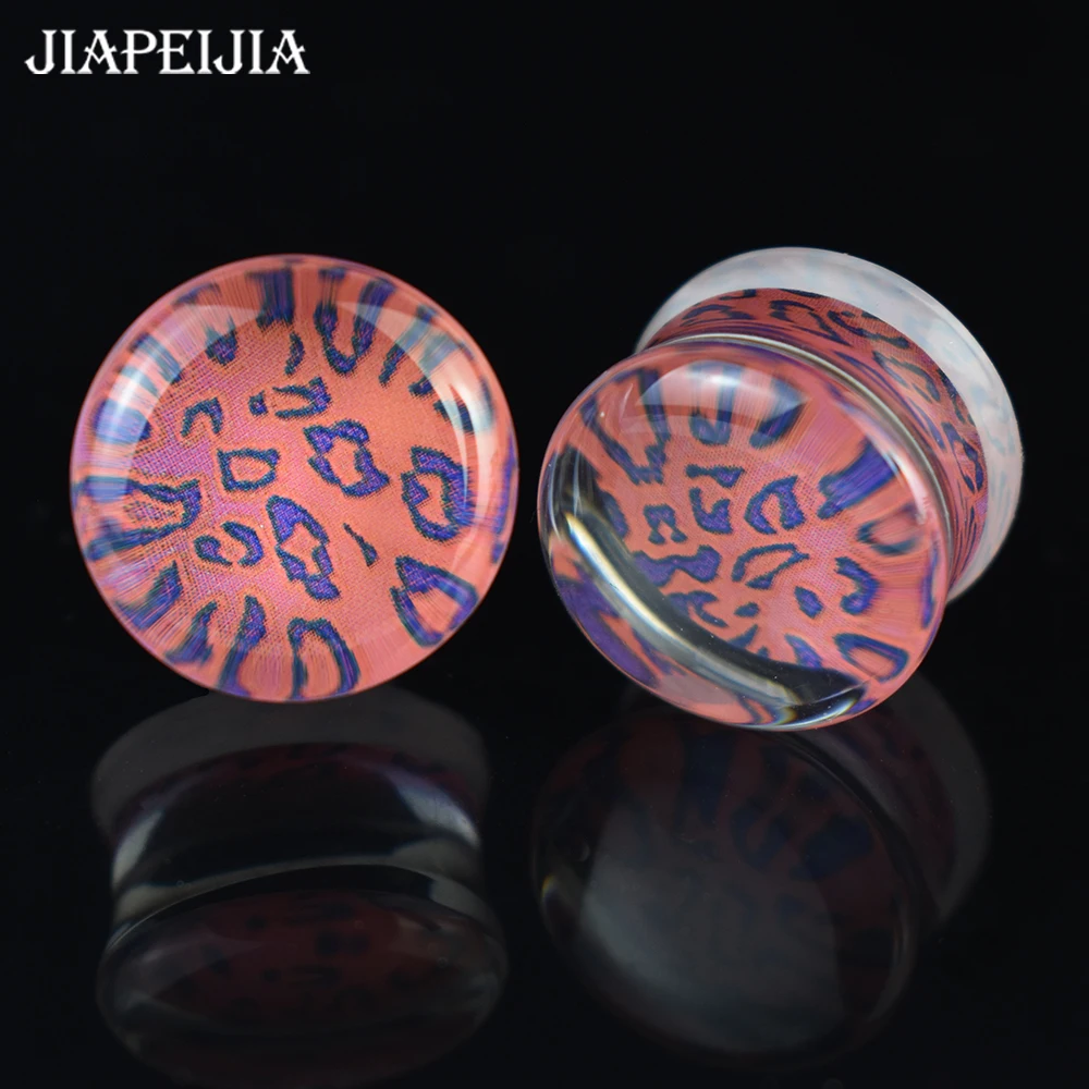 2pcs 6-40mm Sexy Leopard Print Ear Plug Tunnels Gauges Ear Stretcher Expander Body Jewelry for Women Men