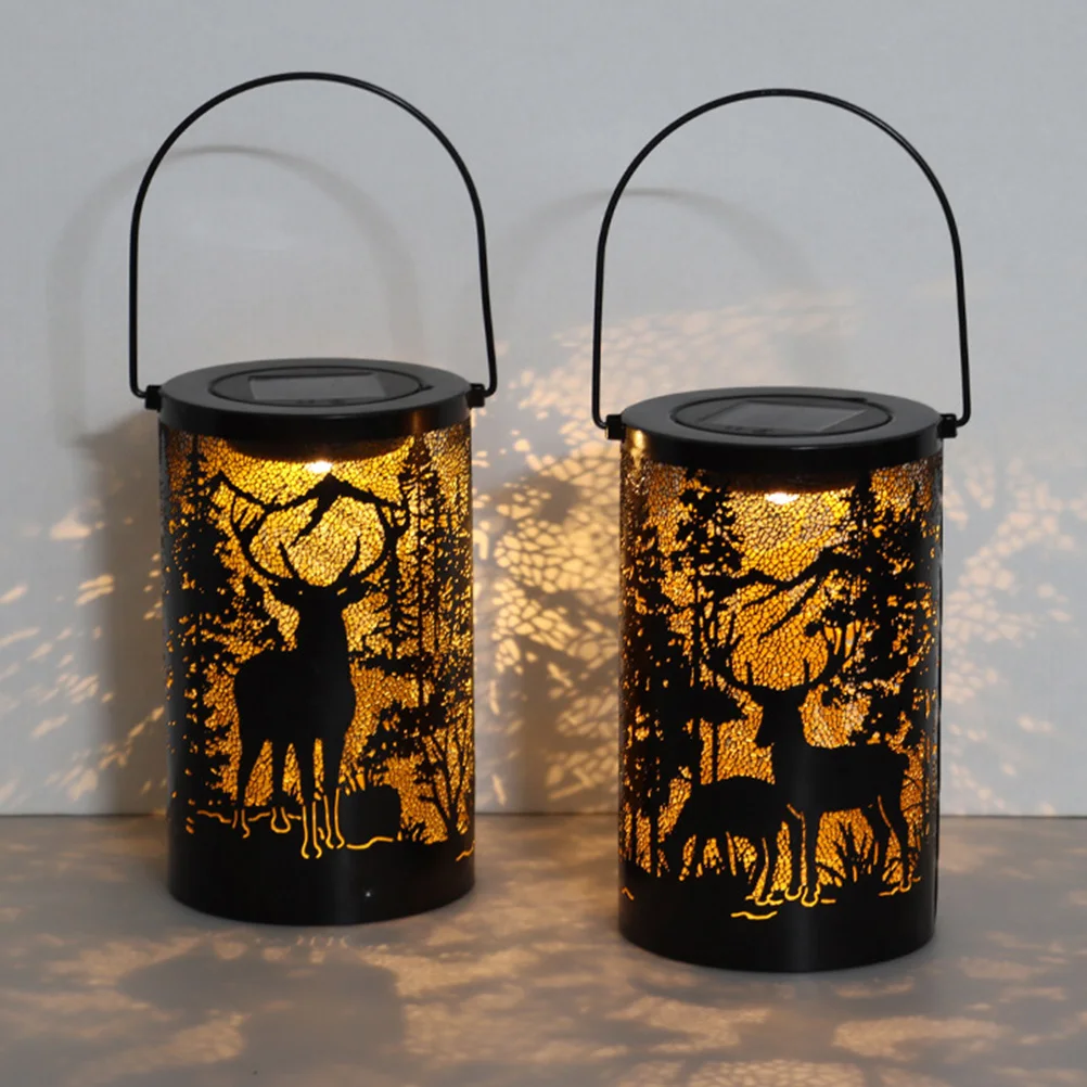 

Solar Lantern Outdoor Decorative Lights for Patio Garden Hollow Solar Lanterns Projection Powered Hanging Brightness