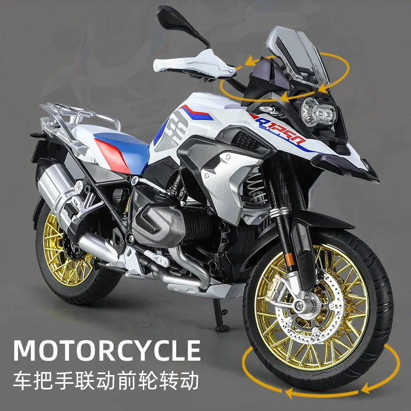 1:9 BMW R1250 GS Water Bird Motorcycle Simulation Alloy Model with Light Collection Model Toy Car M53