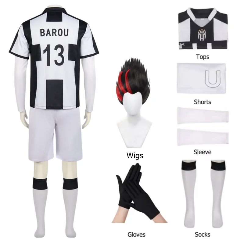 Conjunto de disfraces de Cosplay de Anime Blue Lock Barou, uniforme de fútbol del equipo UBERS # 13 Barou Shouei camiseta de fútbol disfraz de fiesta de Halloween