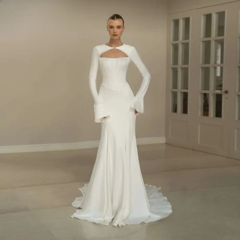 Customized Unique White Sexy Strapless Bride Dress Modern Mermaid Court Wedding Dresses Backless Sleeveless 2 in 1 Bridal Gowns