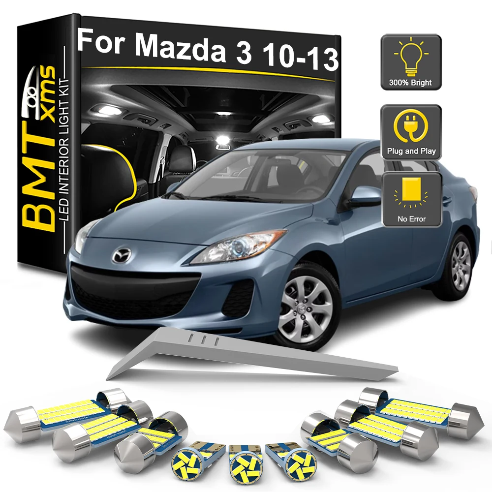 BMTxms 11 Uds. Kit de bombillas de placa de número de luz Interior LED para Mazda 3 BL Mazda3 2010 2011 2012 2013 lámpara de maletero de espejo de tocador Canbus