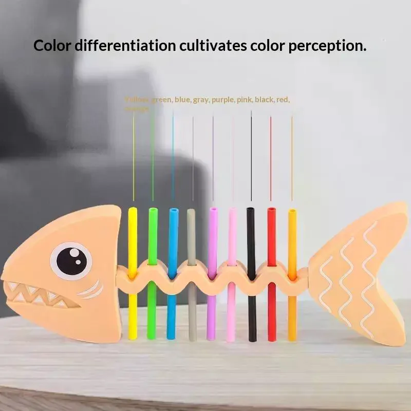 Bone Matching Game Montessori Educational Color Sorting Toy With Challenge Cards For Toddler Kindergarten Learning Play Fish