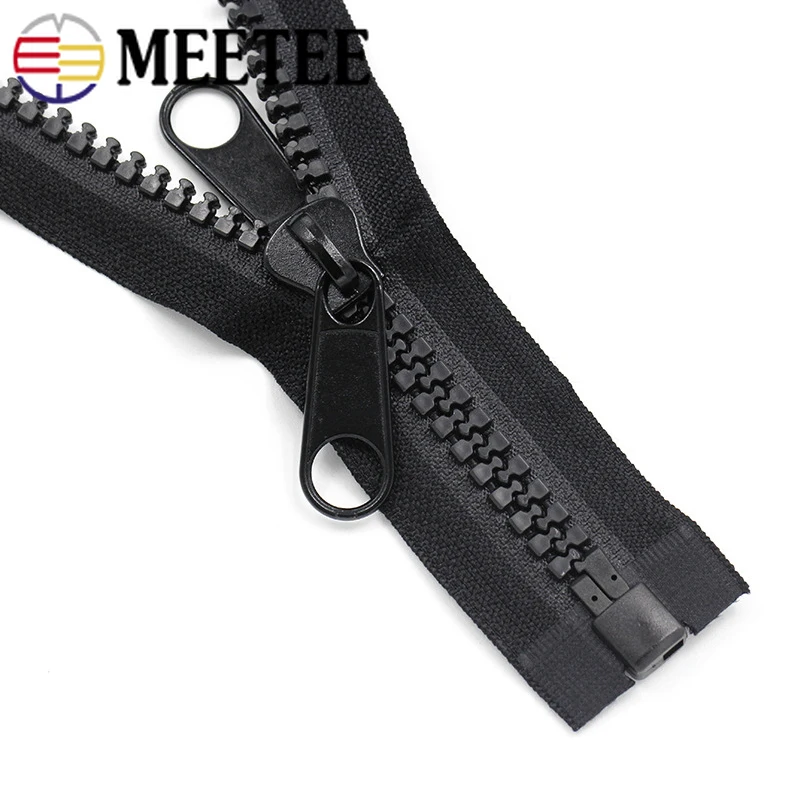 Meetee 60-400cm 10# Resin Zippers Open-end Single Double Sided Slider Zipper for Sleeping Bags Tent Long Zip Sewing Accessories