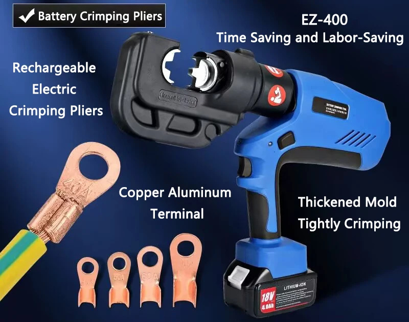 Enhanced Version Electric Hydraulic Pliers EZ-400 Rechargeable Crimping Pliers Cable Copper Aluminium Terminal Crimping Machine