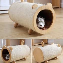 Cat Furniture Stylish Oval Cat House and Scratcher Classic Large Style Pet Toys Cork Pet Cat Tunnel