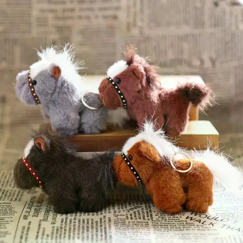 1 pz simulazione pony bambola zaino accessorio creativo cartone animato cavallo peluche bambola portachiavi ciondolo borsa carino
