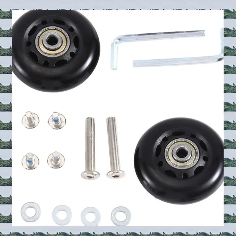 

ABQR Set Of 2 Luggage Suitcase Replacement Wheels Black Eco-Friendly PU+Carbon Steel Bearings Repair Kits