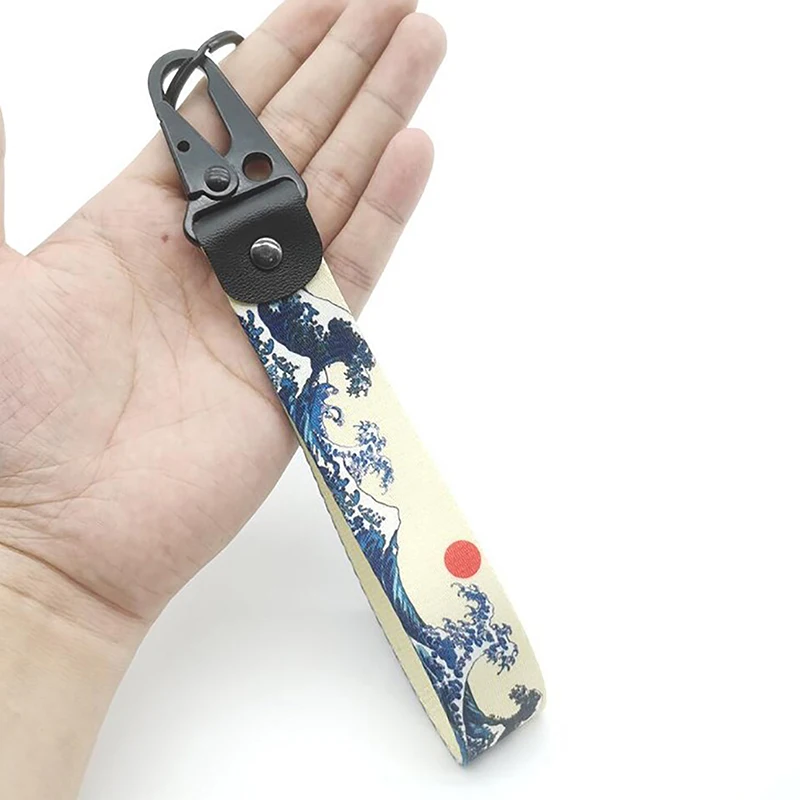 New Japanese Car Keychain Nylon Thermal Transfer Key Ring Strap Lanyard Modified Auto Pendant Key Rope