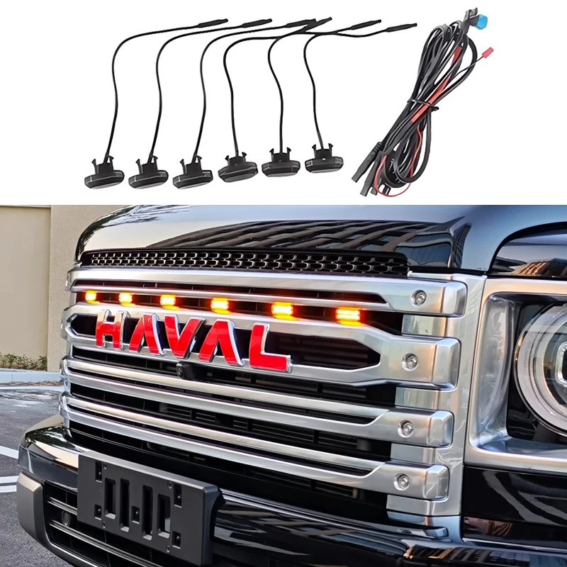 

Car Grille Small Yellow Light Fit for Haval H9 2024 Modified Car LED Front Grille Decorative Light Auto Exterior Accessories