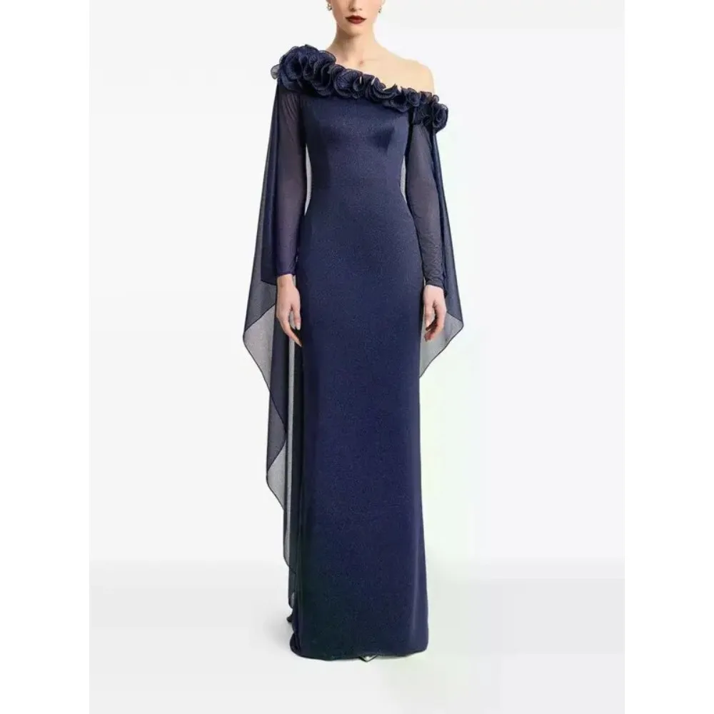 

Вечерние платья с 3D цветами по индивидуальному заказу, роскошные вечерние платья для женщин, элегантное длинное вечернее платье на одно плечо длиной до пола, вечернее платье для выпускного вечера