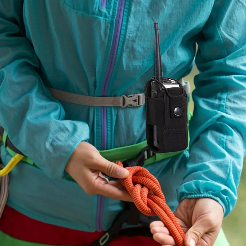 600D taktyczna Walkie Talkie pokrowiec czarna Oxford Molle etui na Radio przenośna zewnętrzna sporty łowieckie na telefon kabura domofonowa — zdjęcie 7
