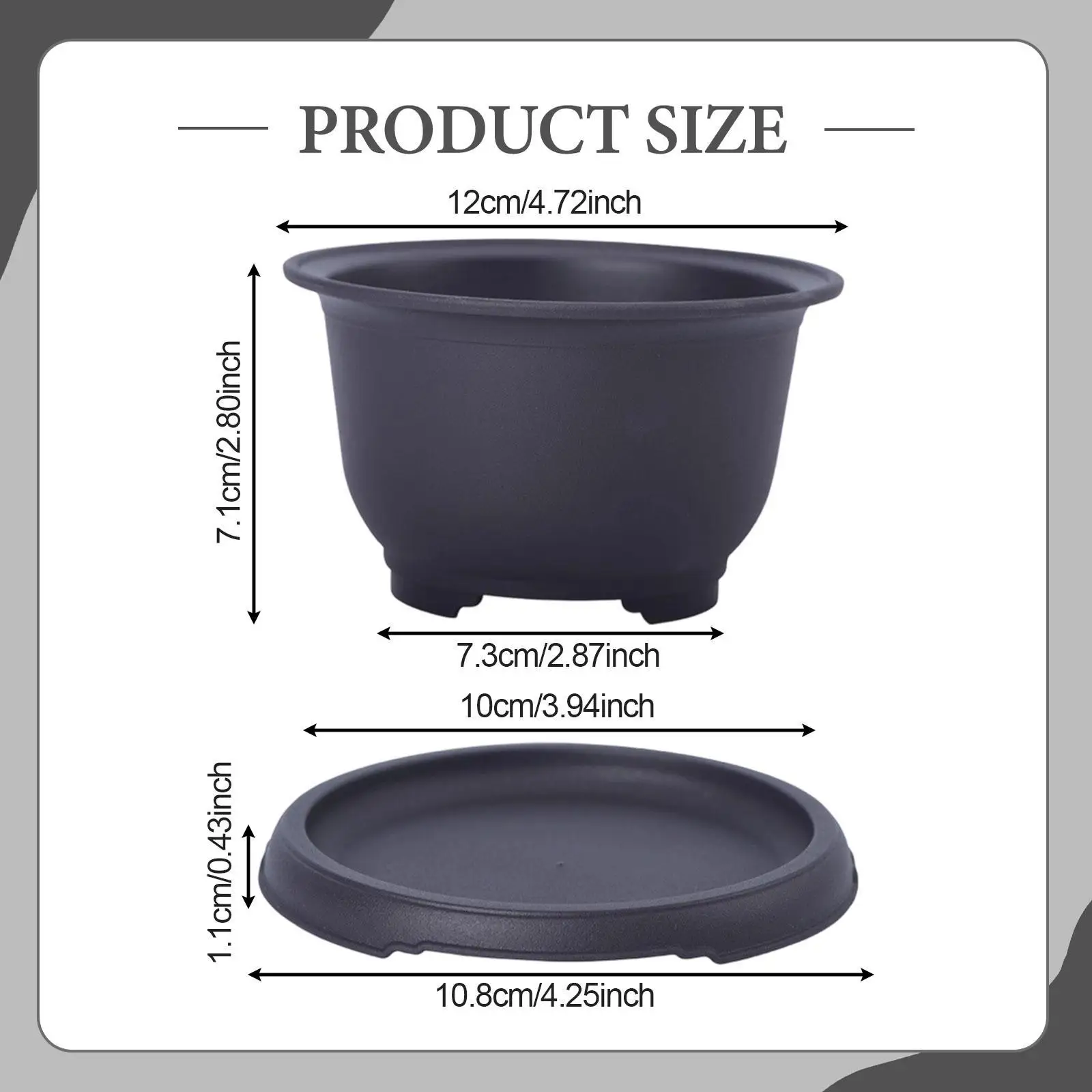 Training Pot with Humidity Tray Bonsai Tree Pot Desk Shatterproof Indoor Outdoor Planter for Patio Housewarming Courtyard