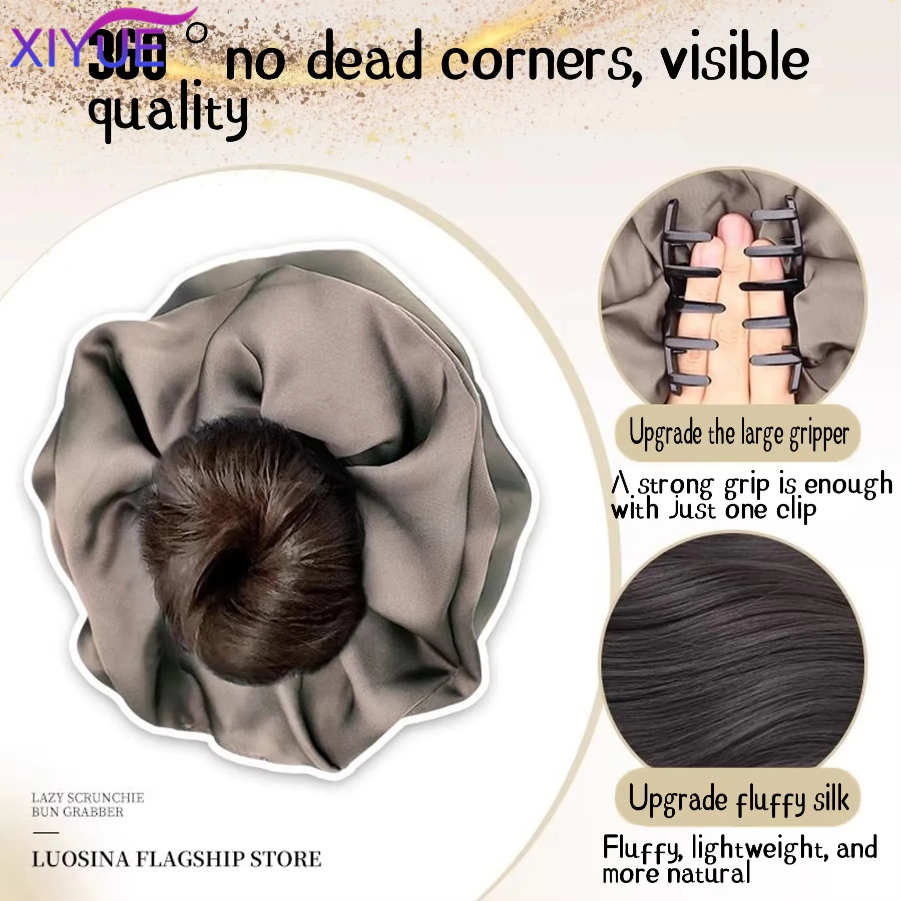 Synthetic Elegant Claw Clip Bun for Women: Instant Wavy Updo Hairpiece, Chic Synthetic Chignon, Comfortable & Natural-Looking XY