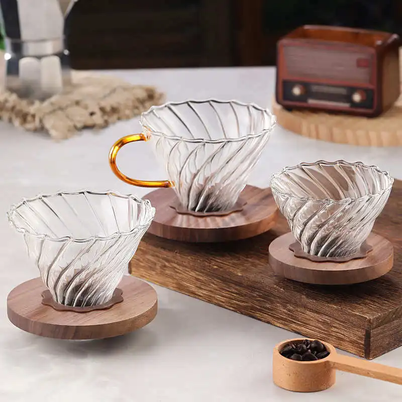 

Стеклянная воронка для капельницы для кофе на 1-4 человек, конусная воронка для капельного кофе для кафе, свежий фильтр для заваривания кофе