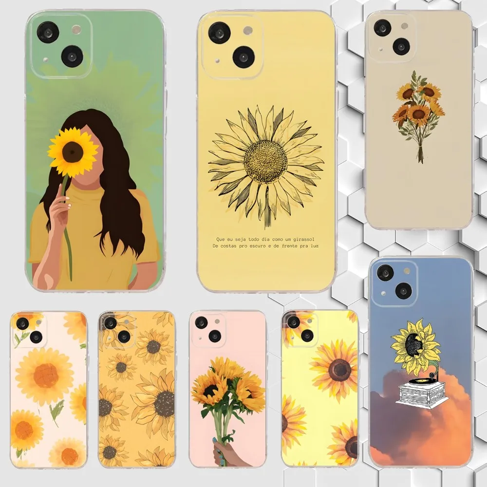 

Cute Summer Daisy Sunflower Phone Case For iPhone 15,14,13,12,11 Plus,Pro,Max,XR,XS,X,7,8 Plus,SE,Mini Transparent Silicone Soft