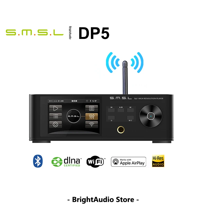 

SMSL DP5 MQA Network Music Player DAC AMP Digital Turntable Decoder Headphone Amplifier ES9038PRO Bluetooth AirPlay DINA DSD256