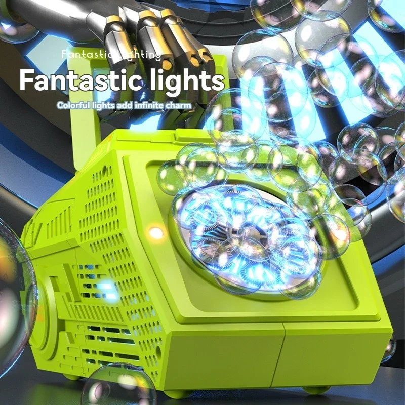 Bubble Machine Automatische Zeepbel Blazen Elektrisch Draagbaar met Licht Speelgoed voor Kinderen Luidspreker Buitenspellen Verjaardag Bruiloft