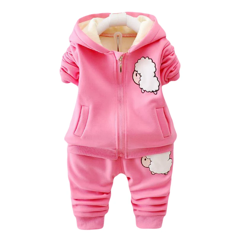 

2025 Autumn and winter Baby Girls Clothes Set Cartoon fashion Hoodied Suit Children Cardigan Keep warm Sweaters+Pant 0-5