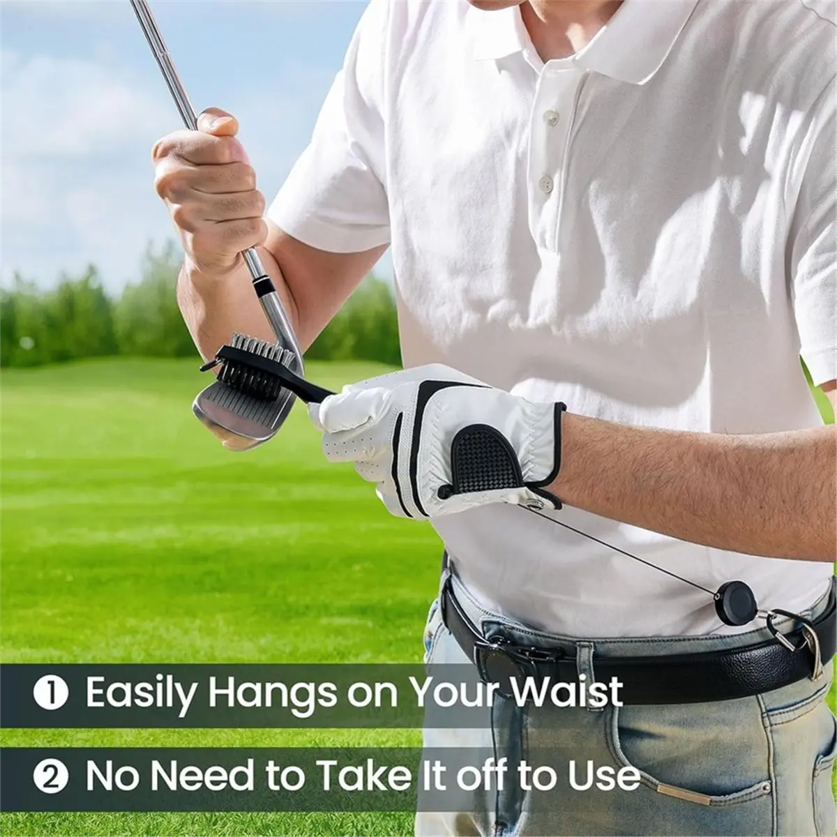 update. Golf Club Brush and Groove Cleaner with Retractable Zipline and Aluminum Carabiner Cleaning Tool.
