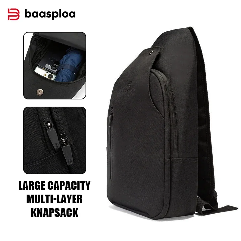 Baasploa Men Waterproof Running Bags Outdoor Fashion Zip Jogging Shoulder Bag Unisex Casual Multifunctional Gym Sports Bag