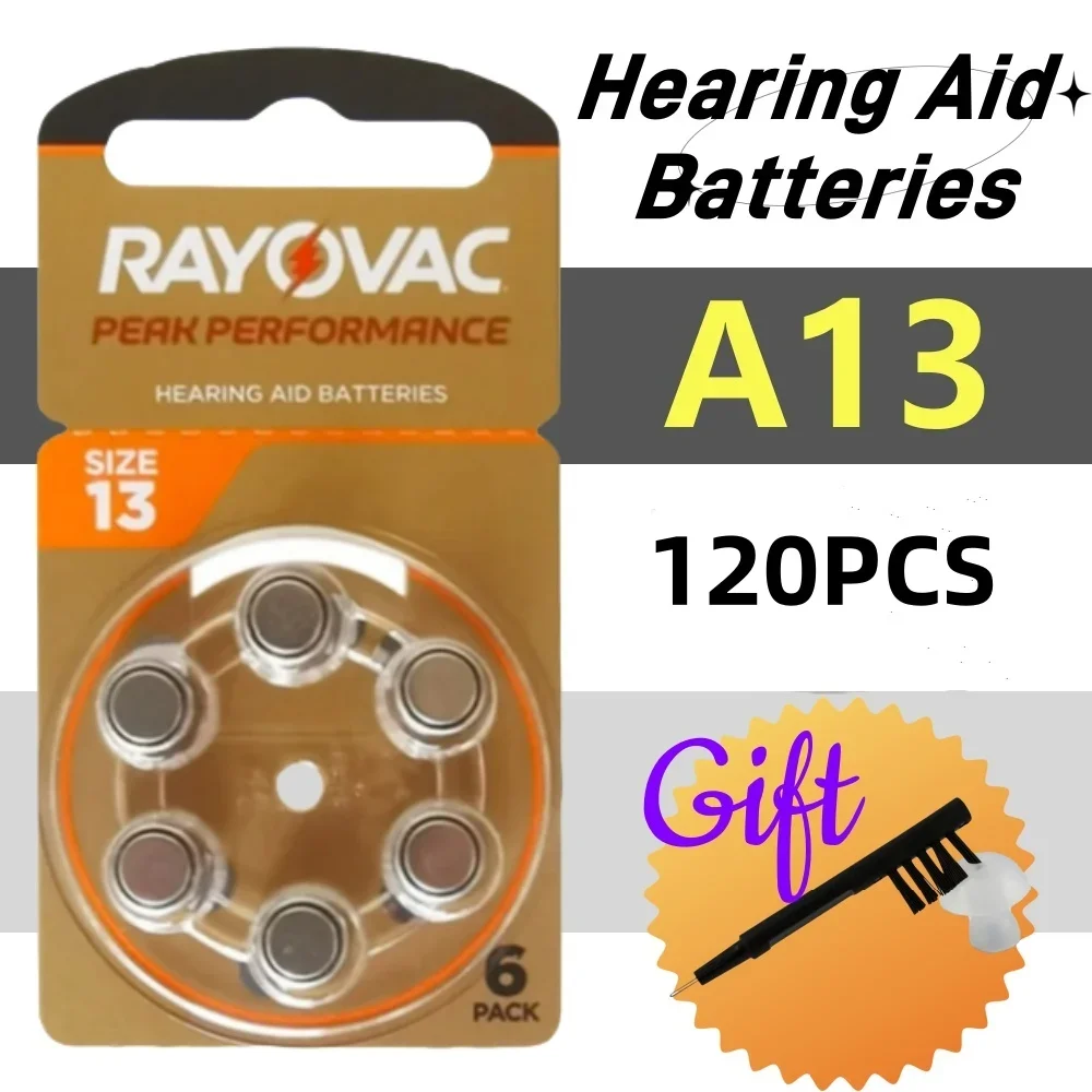 Hearing Aid Battery 120 PCS RAYOVAC Peak A10 13 312 675 Zinc Air Batteries For BTE CIC RIC OE Hearing Aids