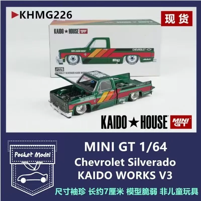 

Kaido House + MINIGT 1:64 Chevrolet Silverado Sorod Pickup Зеленый открывающийся модель автомобиля из сплава