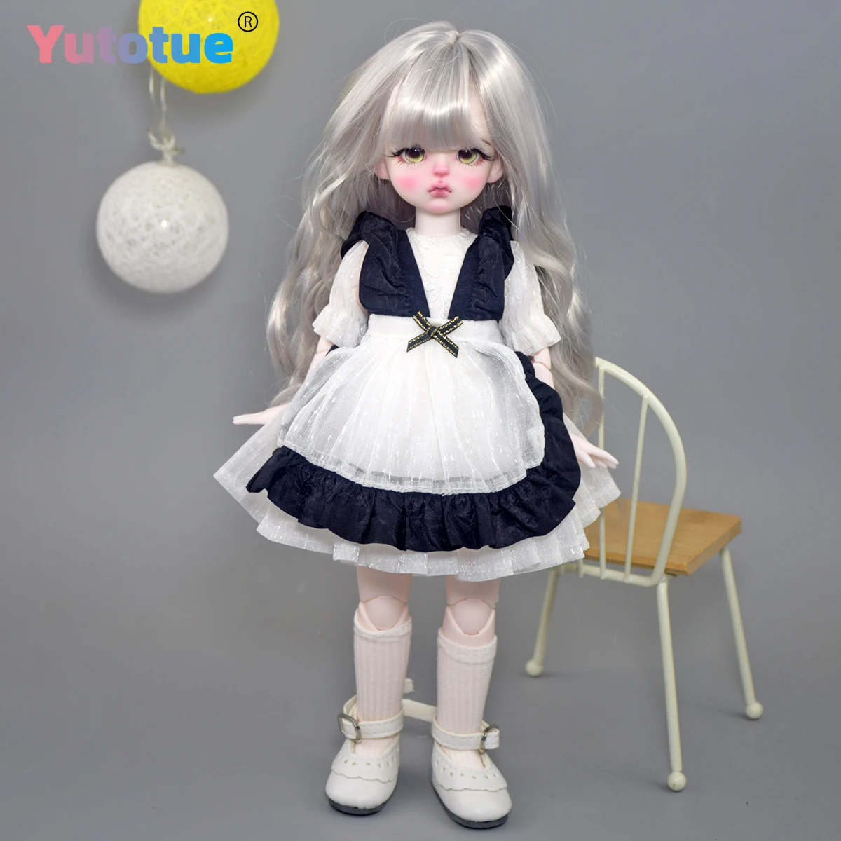 Yutotue 30cm de altura menina boneca brinquedo prata perucas vestido sapatos pintados à mão maquiagem realista 1/6 bjd boneca crianças presente