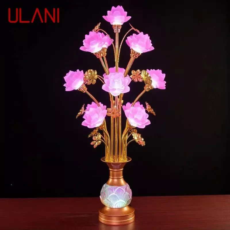 ULANI Colored LED Lotus Table Lamp For Buddha Lamp Household Buddha Hall Lamp Glass Lamp Temple Worship Buddha Front Lamp