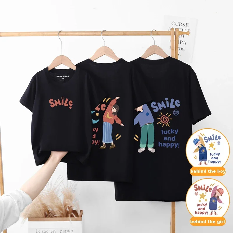 2024 Cartoon T-shirt Mom Dad and Me Family Look Matching Outfits Father Daughter Son Clothes Kids Clothes Father Baby Outfits