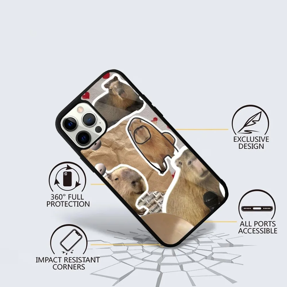 Cute Animal Capybara Phone Case For iPhone 16,15,14,13,12,11,Plus,Pro,Max Mini Magsafe Magnetic Wireless Charging