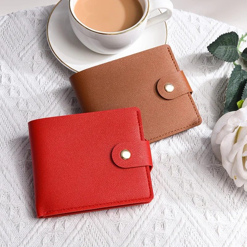 New Mini Small Purse Female Short Change with Button Broken Silver Wallet Multi-card Foreign Trade Certificate Bag