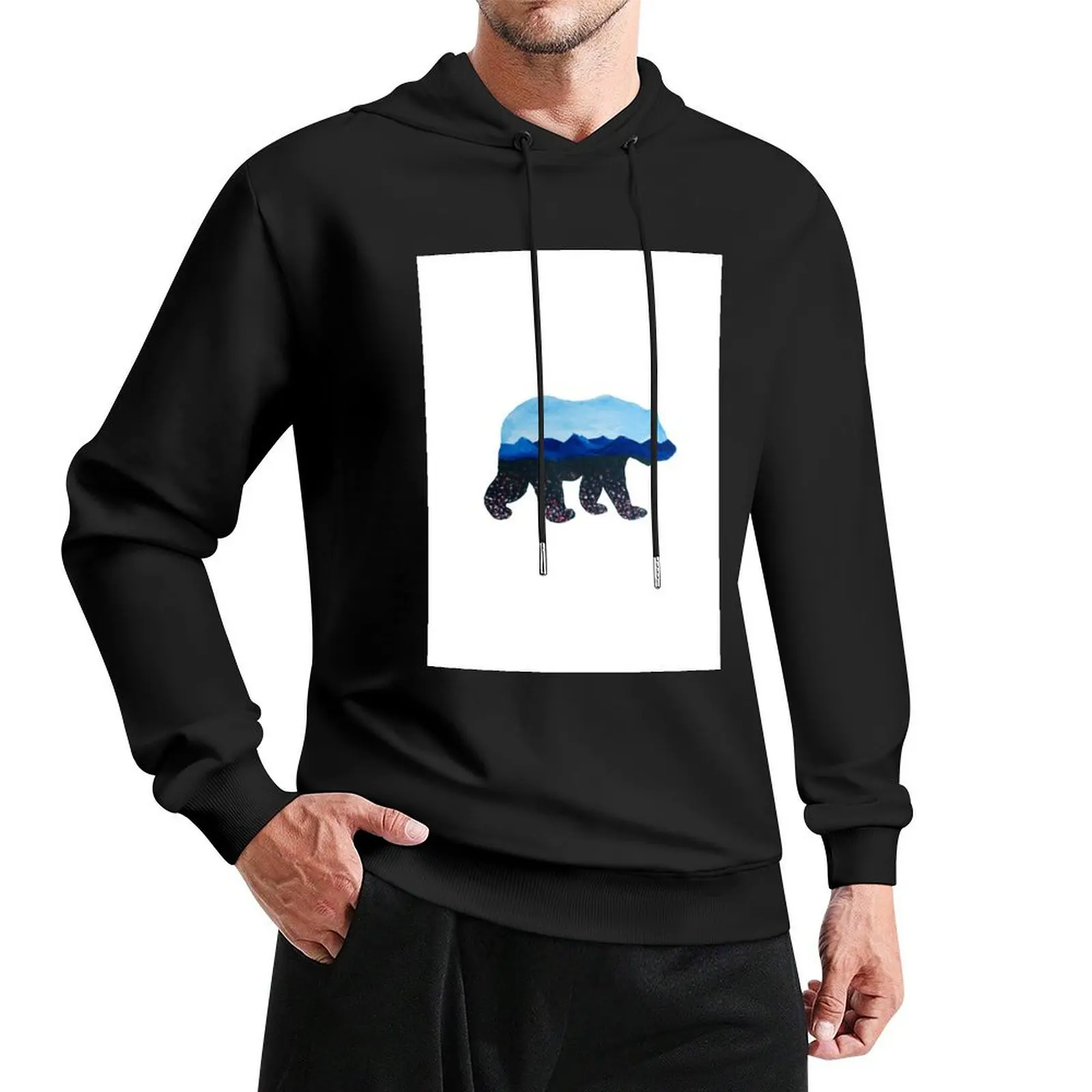 

Bear Silhouette Painting Pullover Hoodie autumn clothes streetwear men men clothing new hooded tee