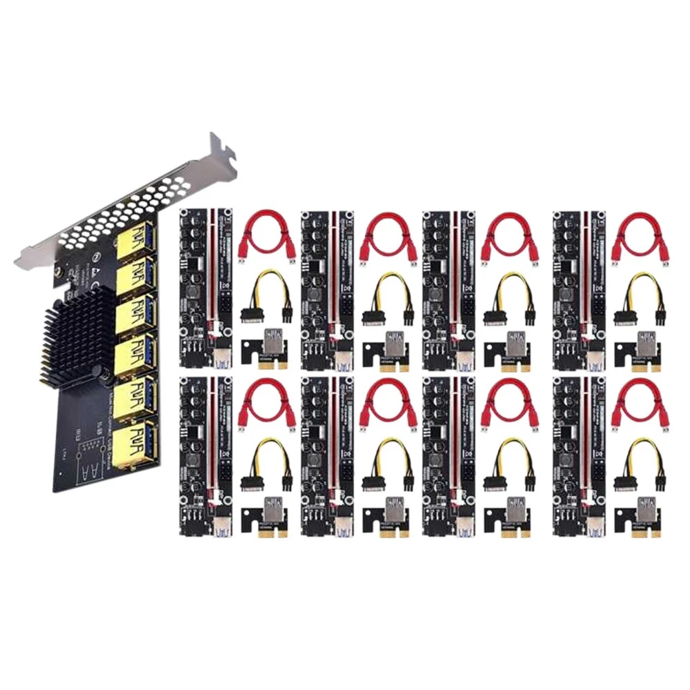 

PCI Express Multiplier PCIE 1 To 6 Port USB 3.0 Hub PCI Express 16X 8X 4X 1X VER011 PRO Extender Riser for BTC Mining