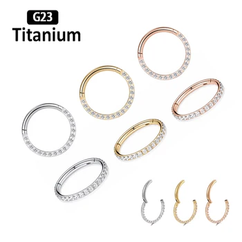 1 adet 16G paslanmaz çelik Hoop yüksek kalite zirkon yüksekliği segmenti Clicker burun halkaları Septum Piercing küpe burun Piercing takı