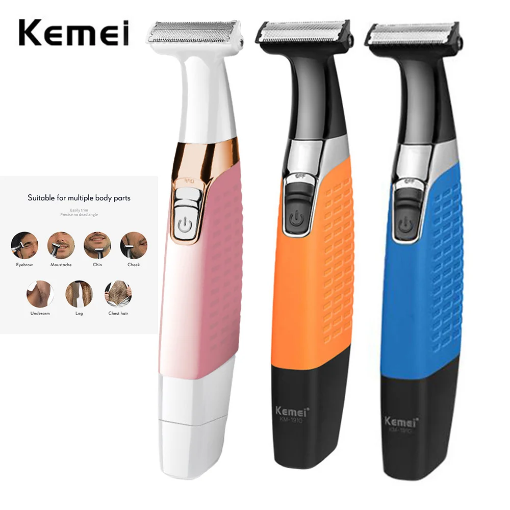 Kemei Safety Face Razor Shaving Machine for Men and Women Electric Shaver One Blade USB Rechargeable Beard and Mustache Trimmer