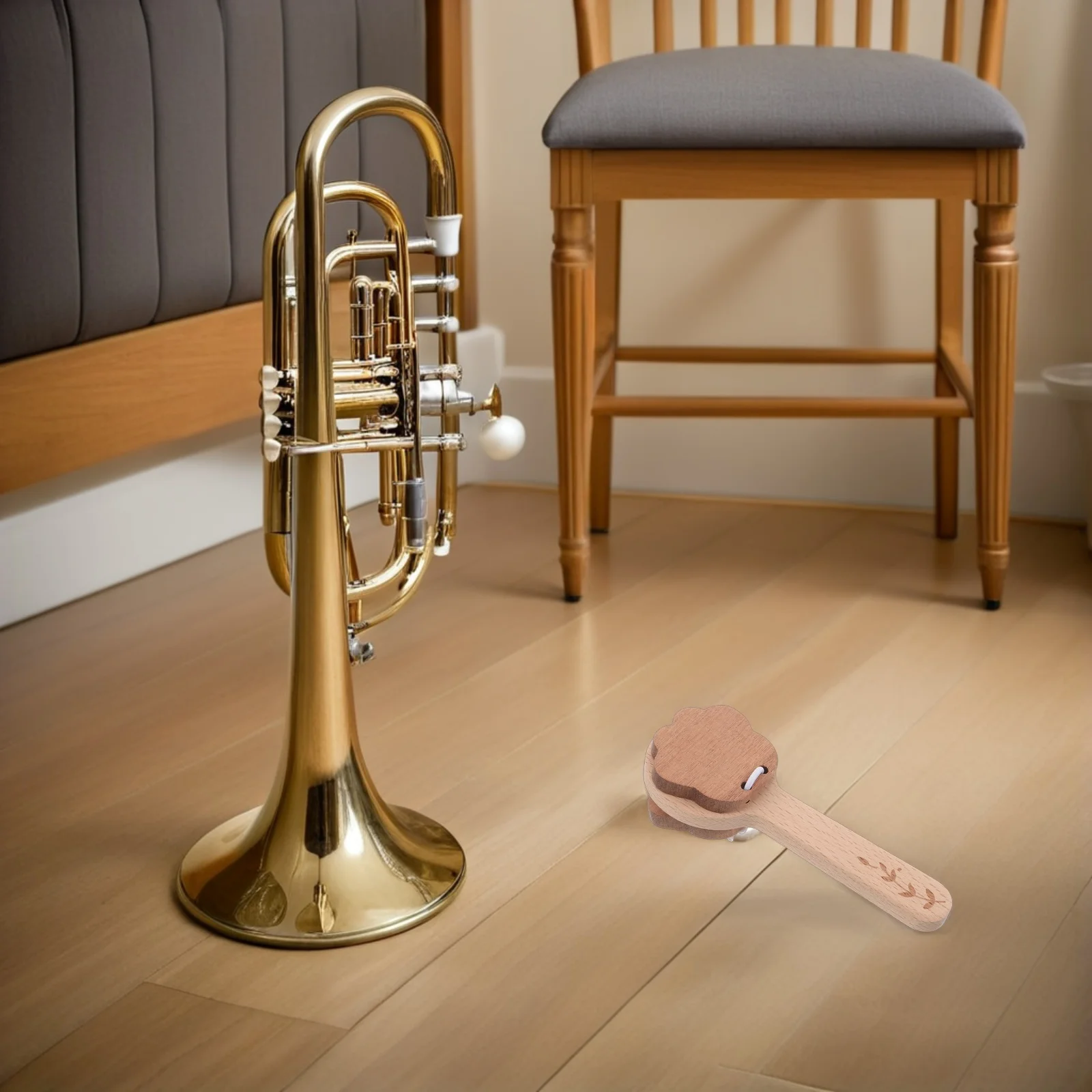 

2 pcs Wooden Castanets Long Handle Kids Percussion Sensory Music Instrument For Toddlers Montessori Shaker Rattle