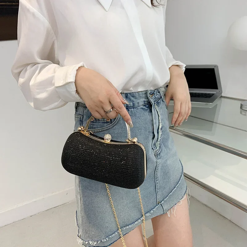 2023 Fashion Gold Diamond Evening Bags Luxury Handbag Elegent Chain Women Shoulder Crossbody Bag Wedding Party Clutch Bags Pouch