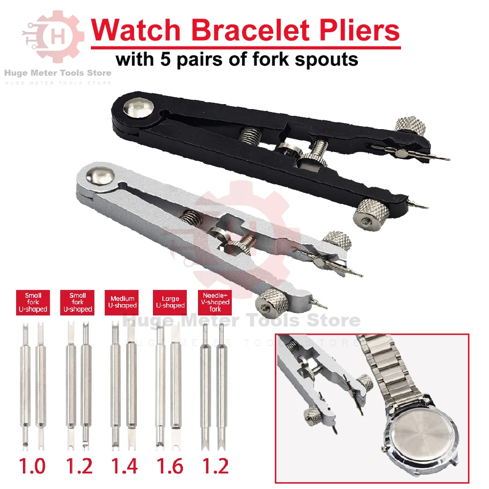 6825 Watch Pliers Watch Spring Bar Plier Tool Kit Tweezer Removal Strap With Screw Adjustment Length Size Replacement Repair