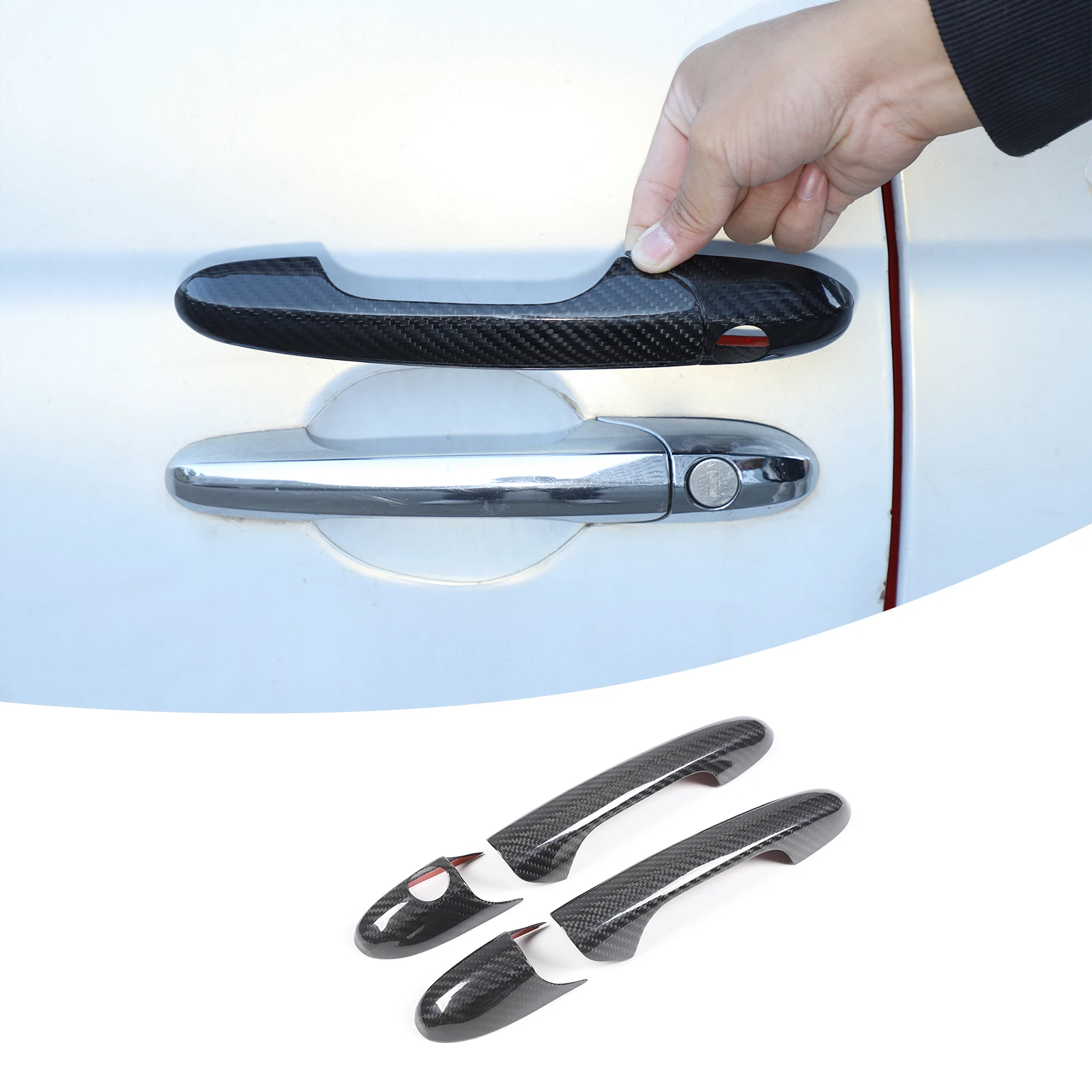 

For Fiat 500 for Abarth 595 695 2007+ ABS carbon fiber/Glossy black Car Door Handles Decorative Cover Trim Exterior Accessories